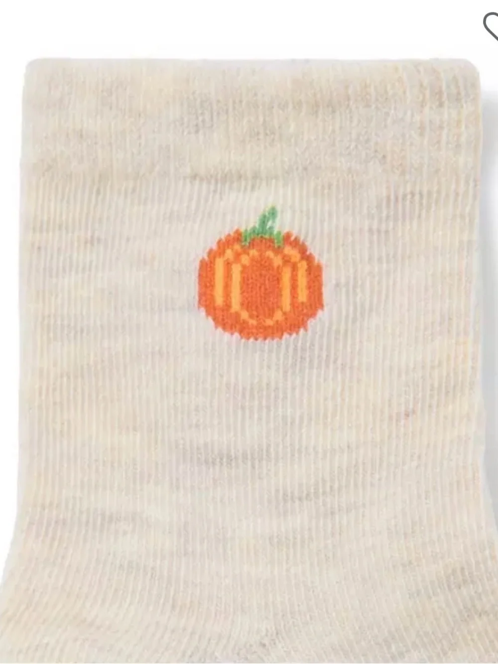 Janie and Jack Cream Socks with Orange Pumpkin Accent